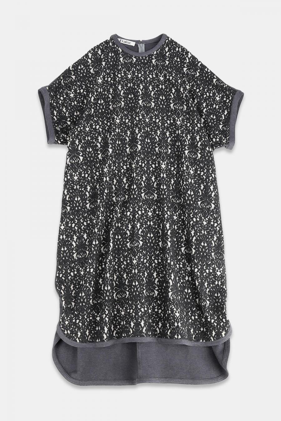 ワンピース　タペスト柄レース切替