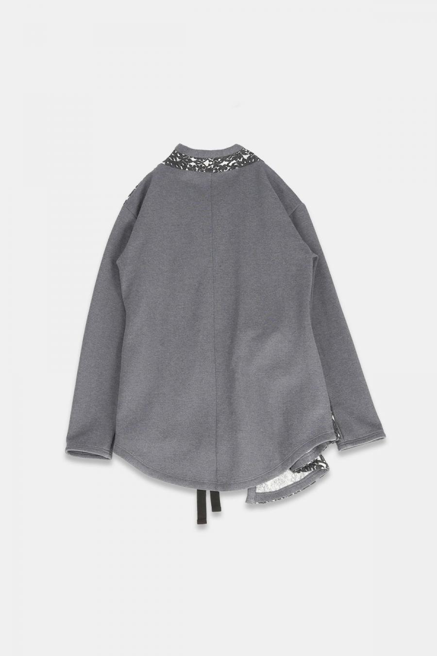 ガウンカーディガン　タペスト柄レース切替