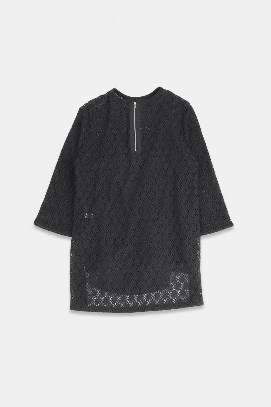 クルーネックプルオーバー マーガレット柄レース