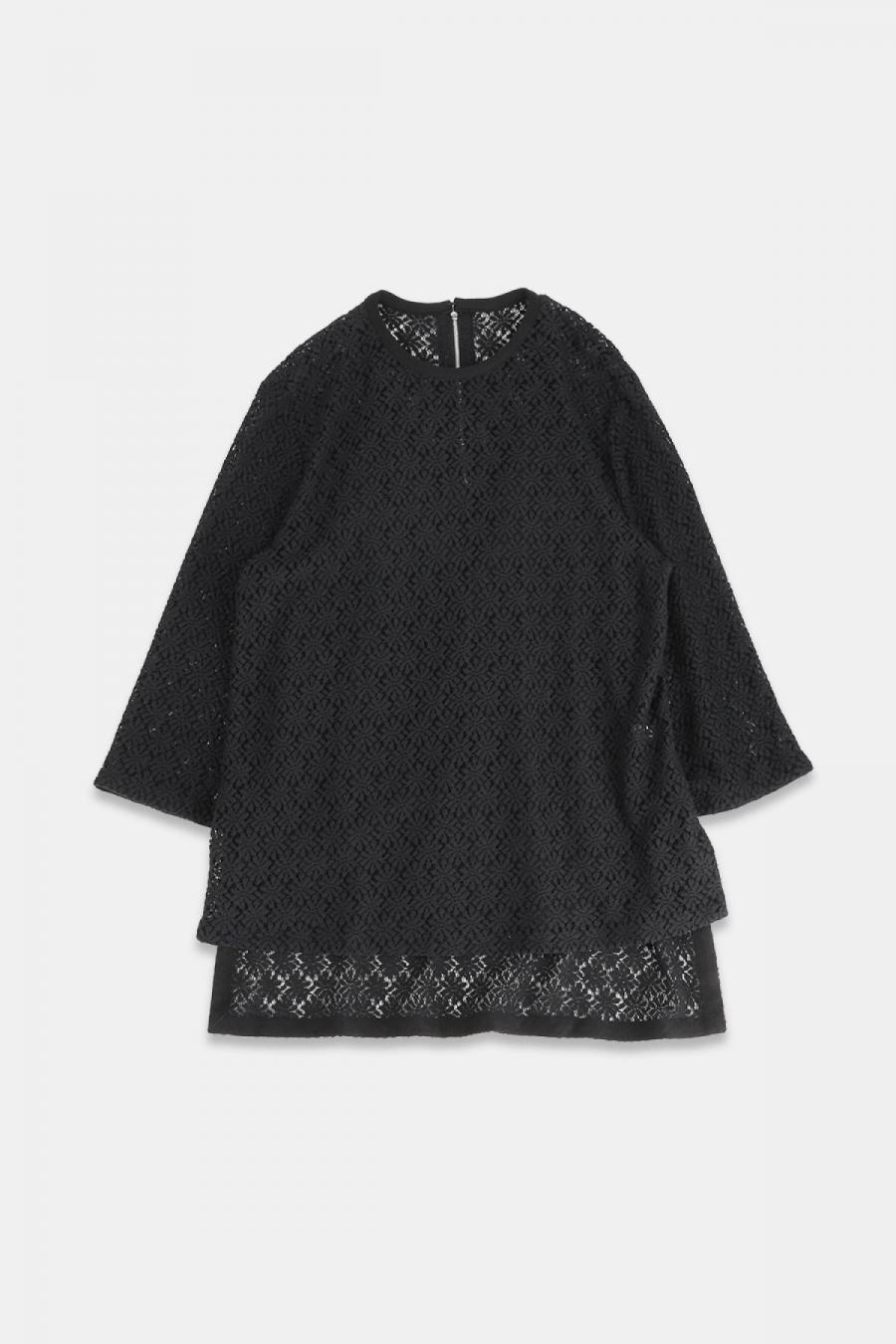 クルーネックプルオーバー　マーガレット柄レース