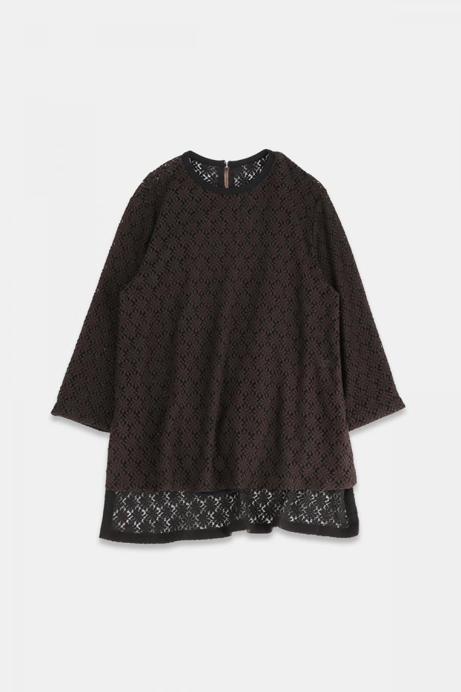 クルーネックプルオーバー　マーガレット柄レース