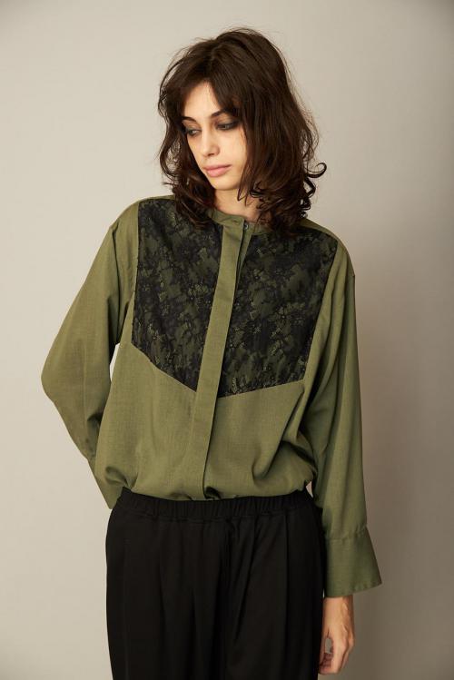 バンドカラーブラウス