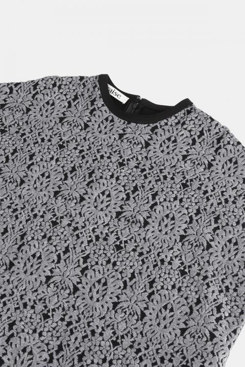 ワンピース　タペスト柄レース切替