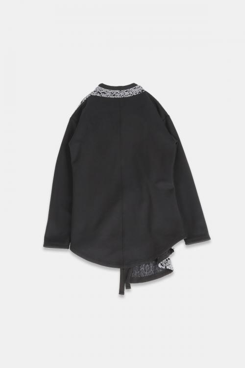 ガウンカーディガン　タペスト柄レース切替