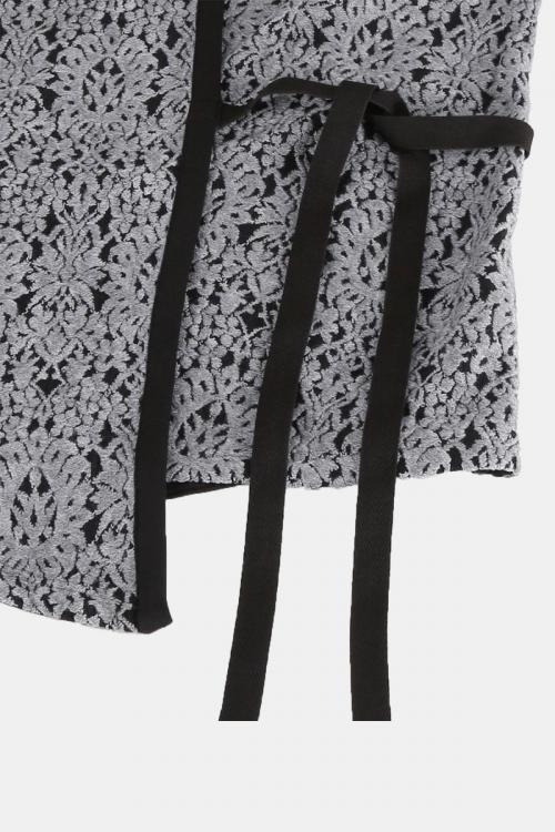 ガウンカーディガン　タペスト柄レース切替