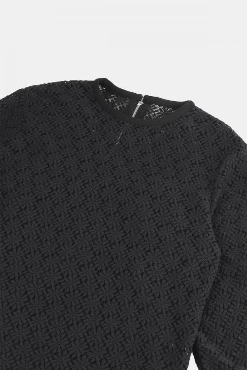 クルーネックプルオーバー　マーガレット柄レース