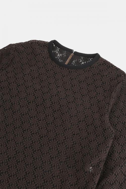 クルーネックプルオーバー　マーガレット柄レース