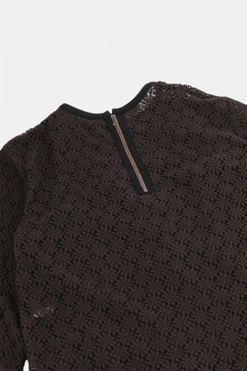 クルーネックプルオーバー　マーガレット柄レース